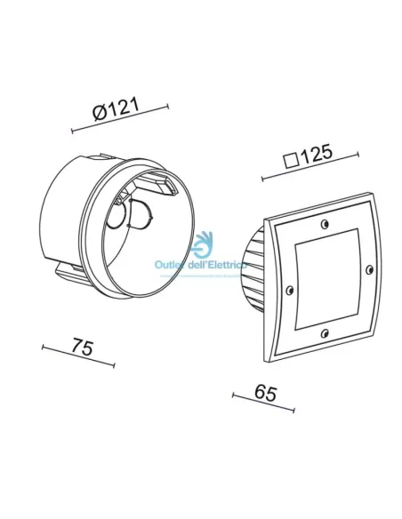 Augenti 9200R/ 1U1.VS.00 Spot encastré mural/plafonnier G9 boîtier IP65 25 W 250 V verre sat.bi